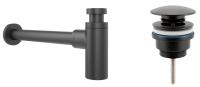 Набор 2 в 1 Сифон для раковины + донный клапан Wellsee Drainage System 182105003, матовый черный