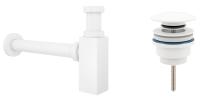 Набор 2 в 1 Сифон для раковины + донный клапан Wellsee Drainage System 182113003, матовый белый