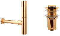 Набор 2 в 1 Сифон для раковины + донный клапан Wellsee Drainage System 182116002, золото