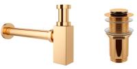 Набор 2 в 1 Сифон для раковины + донный клапан Wellsee Drainage System 182111002, золото