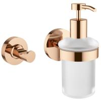 Набор аксессуаров для ванной 2 в 1 Wellsee Finishing Touch: дозатор для мыла и крючок 182514001, розовое золото
