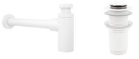 Набор 2 в 1 Сифон для раковины + донный клапан Wellsee Drainage System 182108002, матовый белый