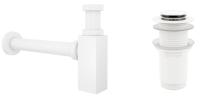 Набор 2 в 1 Сифон для раковины + донный клапан Wellsee Drainage System 182113002, матовый белый