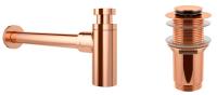 Набор 2 в 1 Сифон для раковины + донный клапан Wellsee Drainage System 182107002, розовое золото
