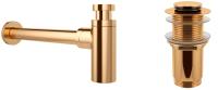 Набор 2 в 1 Сифон для раковины + донный клапан Wellsee Drainage System 182106002, золото