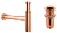 Набор 2 в 1 Сифон для раковины + донный клапан Wellsee Drainage System 182122002, розовое золото