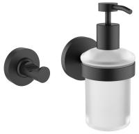 Набор аксессуаров для ванной 2 в 1 Wellsee Finishing Touch: дозатор для мыла и крючок 182512001, черный