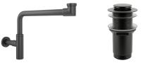 Набор 2 в 1 Сифон для раковины + донный клапан Wellsee Drainage System 182125002, матовый черный