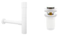 Набор 2 в 1 Сифон для раковины + донный клапан Wellsee Drainage System 182118001, матовый белый