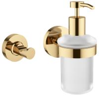 Набор аксессуаров для ванной 2 в 1 Wellsee Finishing Touch: дозатор для мыла и крючок 182513001, золото