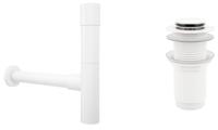 Набор 2 в 1 Сифон для раковины + донный клапан Wellsee Drainage System 182118002, матовый белый