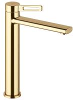 Высокий смеситель для раковины на столешницу Wellsee ONCE! and forever 182408000, золотой