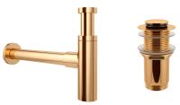Набор 2 в 1 Сифон для раковины + донный клапан Wellsee Drainage System 182121002, золото