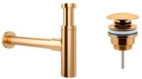 Набор 2 в 1 Сифон для раковины + донный клапан Wellsee Drainage System 182121003, золото