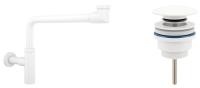 Набор 2 в 1 Сифон для раковин + донный клапан Wellsee Drainage System 182128003, матовый белый
