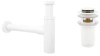 Набор 2 в 1 Сифон для раковины + донный клапан Wellsee Drainage System 182123001, матовый белый