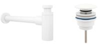 Набор 2 в 1 Сифон для раковины + донный клапан Wellsee Drainage System 182108003, матовый белый