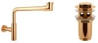 Набор 2 в 1 Сифон для раковин + донный клапан Wellsee Drainage System 182126001, золото