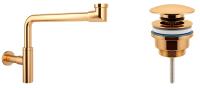 Набор 2 в 1 Сифон для раковин +  донный клапан Wellsee Drainage System 182126003, золото
