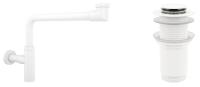 Набор 2 в 1 Сифон для раковин + донный клапан Wellsee Drainage System 182128002, матовый белый