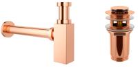 Набор 2 в 1 Сифон для раковины + донный клапан  Wellsee Drainage System 182112001, розовое золото