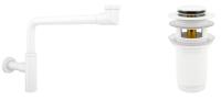 Набор 2 в 1 Сифон для раковин + донный клапан Wellsee Drainage System 182128001, матовый белый