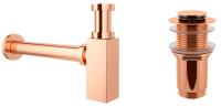 Набор 2 в 1 Сифон для раковины + донный клапан  Wellsee Drainage System 182112002, розовое золото