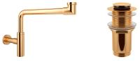 Набор 2 в 1 Сифон для раковин + донный клапан Wellsee Drainage System 182126002, золото