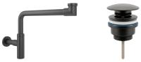 Набор 2 в 1 Сифон для раковины + донный клапан Wellsee Drainage System 182125003, матовый черный