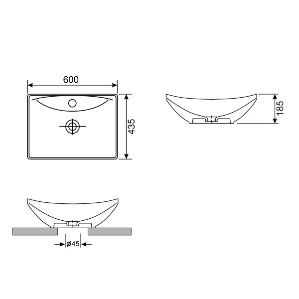 Набор 2 в 1 Wellsee Cerulean 151001001, накладные раковины 2 шт, 60 см