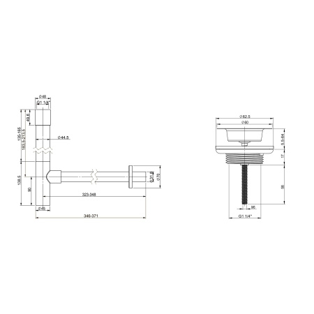 Набор 2 в 1 Сифон + выпуск для раковины Wellsee Drainage System 182114005