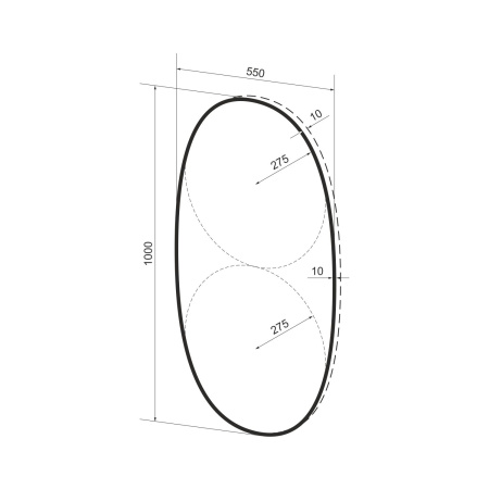 Влагостойкое овальное зеркало Wellsee 7 Rays' Spectrum 172201460, 55 х 100 см