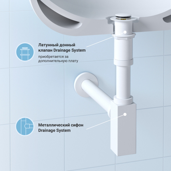 Сифон для раковины Wellsee Drainage System 182113000, латунь, матовый белый