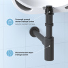 Набор 2 в 1 Сифон для раковины + донный клапан Wellsee Drainage System 182105002,  матовый черный
