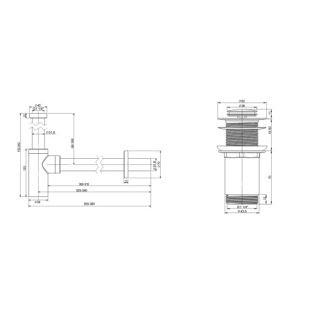 Набор 2 в 1 Сифон для раковины + донный клапан Wellsee Drainage System 182105002,  матовый черный
