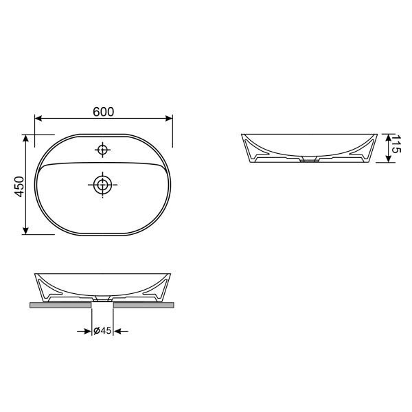 Набор 2 в 1 Wellsee Calin 150201001, накладные раковины 2 шт, 60 см