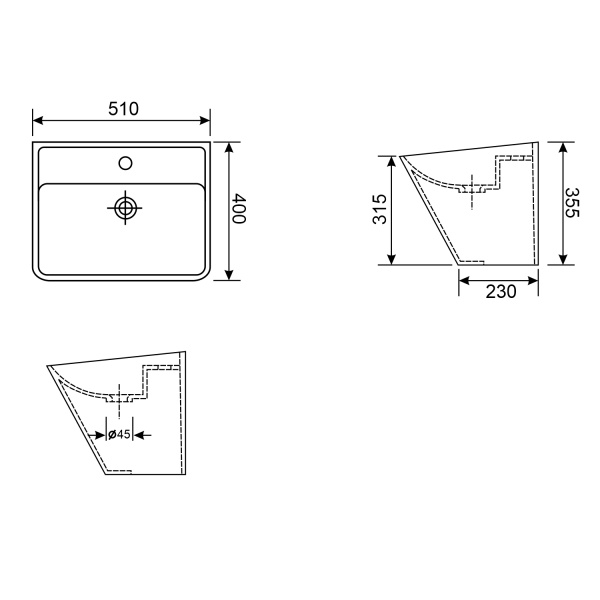Подвесная раковина Wellsee FR.Euphoria 150101000, 51 см