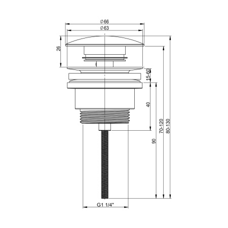 Универсальный донный клапан для раковины Wellsee Drainage System 182143000, для умывальников с переливом/без перелива, латунь, матовый белый