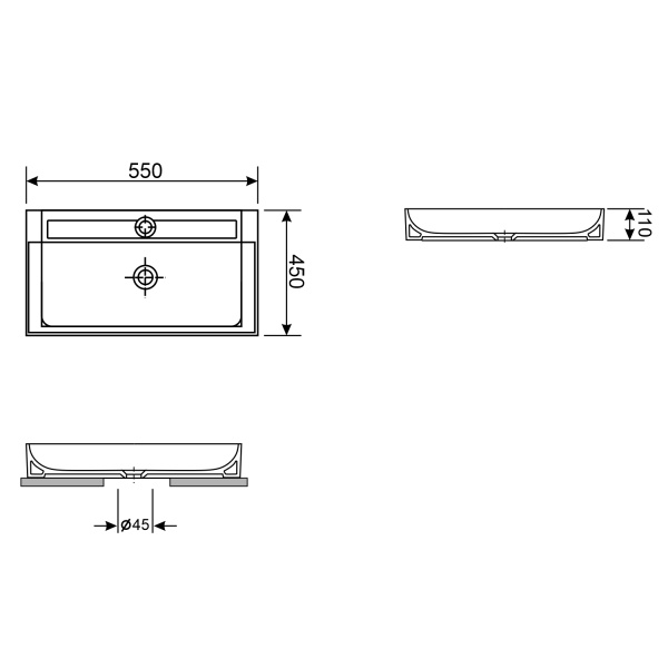 Набор 2 в 1 Wellsee DeSire 151501001, накладные раковины 2 шт, 55 см