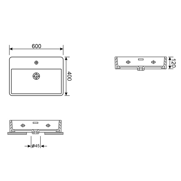 Набор 2 в 1 Wellsee Halcyon 150801001, накладные раковины 2 шт, 60 см