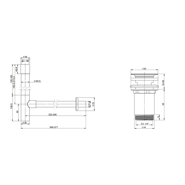 Набор 2 в 1 Сифон + выпуск для раковины  Wellsee Drainage System 182114004