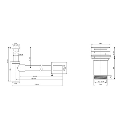 Набор 2 в 1 Сифон + выпуск для раковины Wellsee Drainage System 182104004