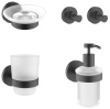 Набор аксессуаров для ванной комнаты 5 в 1 Wellsee Finishing Touch: дозатор для мыла, мыльница, крючок 2 шт, стакан для щеток (черный матовый) 182512002