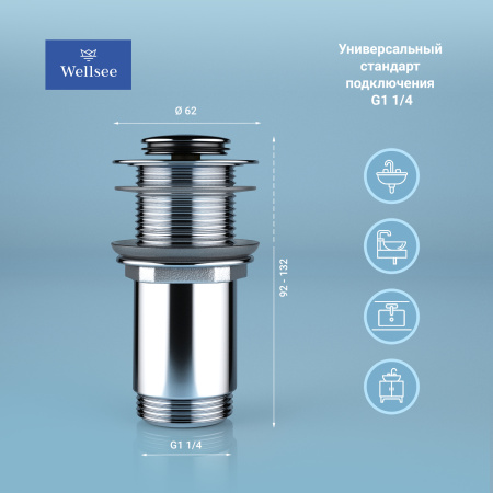 Донный клапан для раковины без перелива Wellsee Drainage System 182134000, латунь