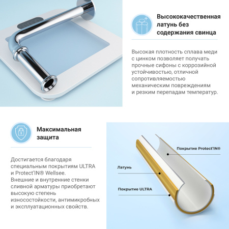 Сифон для раковины Wellsee Drainage System 182101000, латунь