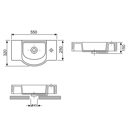 Набор 2 в 1 Wellsee WC Area 151809001, подвесные/накладные раковины 2 шт, 55 см