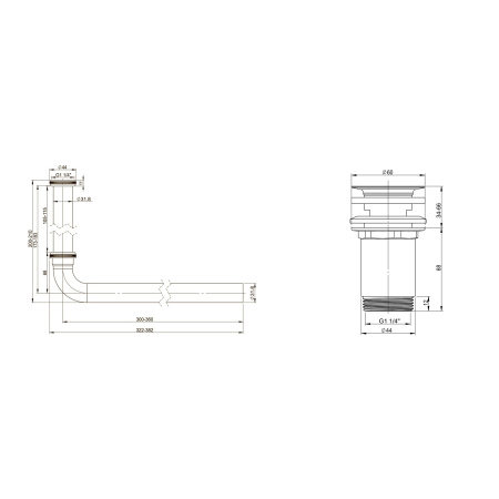 Набор 2 в 1 Сифон + выпуск для раковины Wellsee Drainage System 182101004