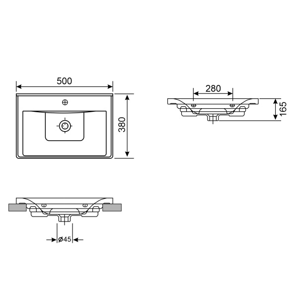 Подвесная/мебельная раковина Wellsee FreeDom 151101000 50 см