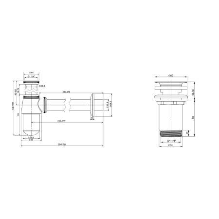 Набор 2 в 1 Сифон + выпуск для раковины Wellsee Drainage System 182103004