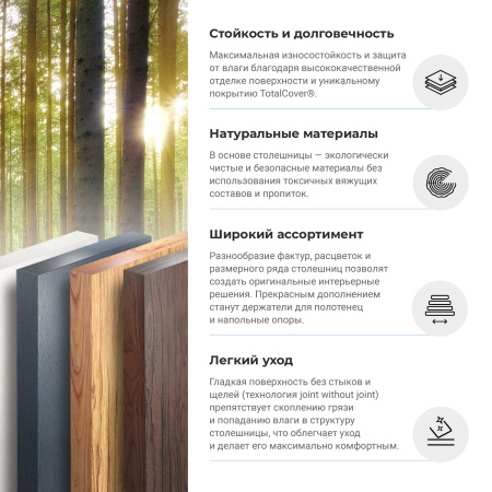 Набор 2 в 1 Wellsee Genuine Tree 162007003, столешница под раковину (120 х 50 см, структурный антрацит), полотенцедержатель (полированная нержавеющая сталь)